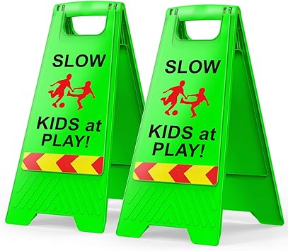 3 Pack Kids at Play Signs with Reflective Tape, Children at Play Safety Signs