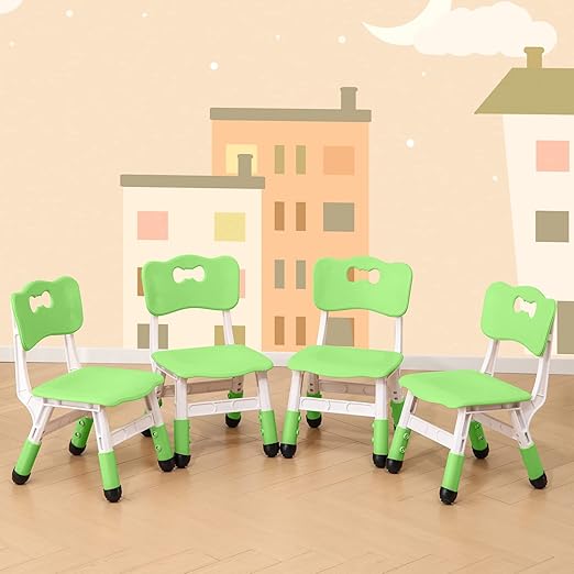 4 Piece Kids Chair Set 3 Levels Adjustable Stackable Kids Chairs Ideal