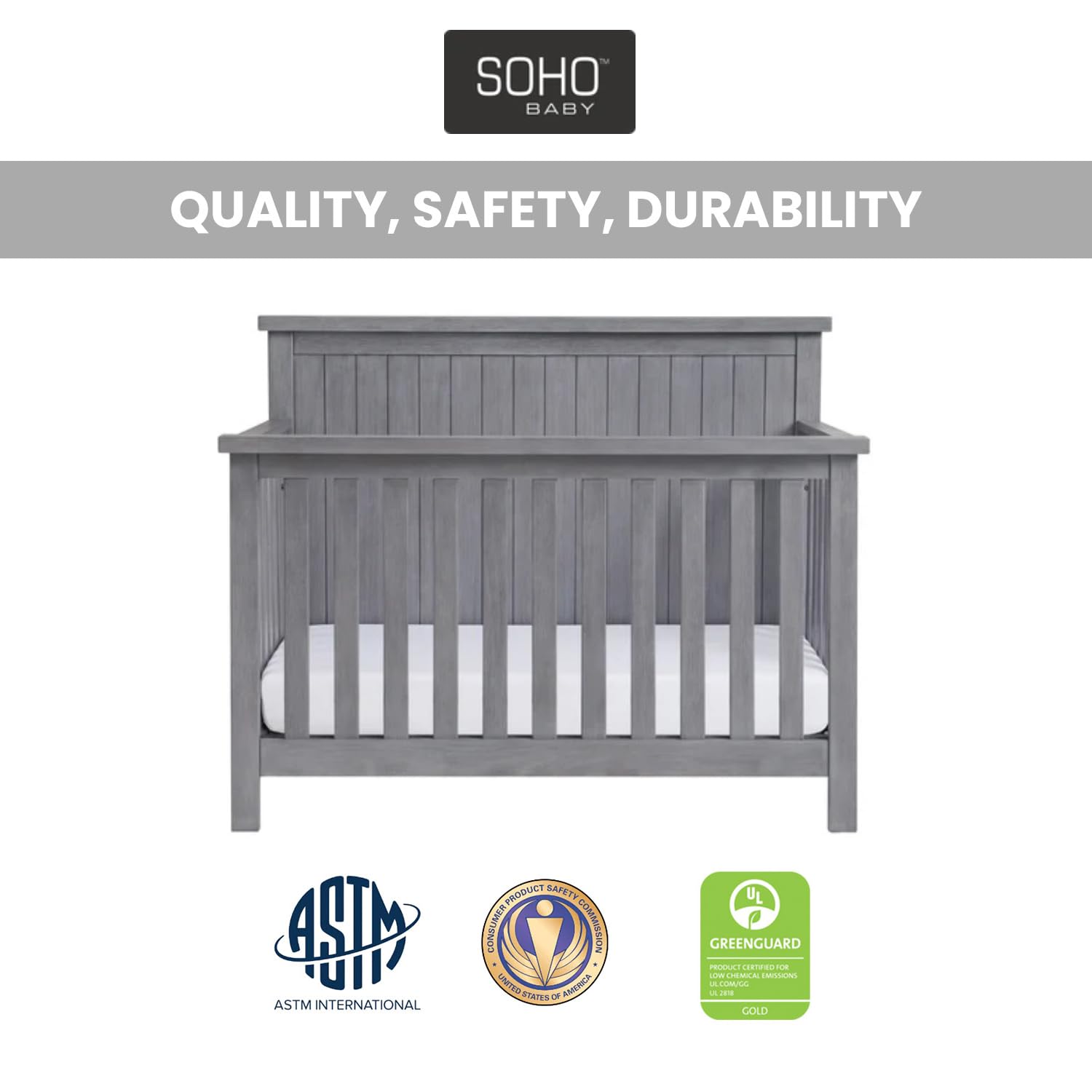 Everlee 4-in-1 Convertible Crib Graystone