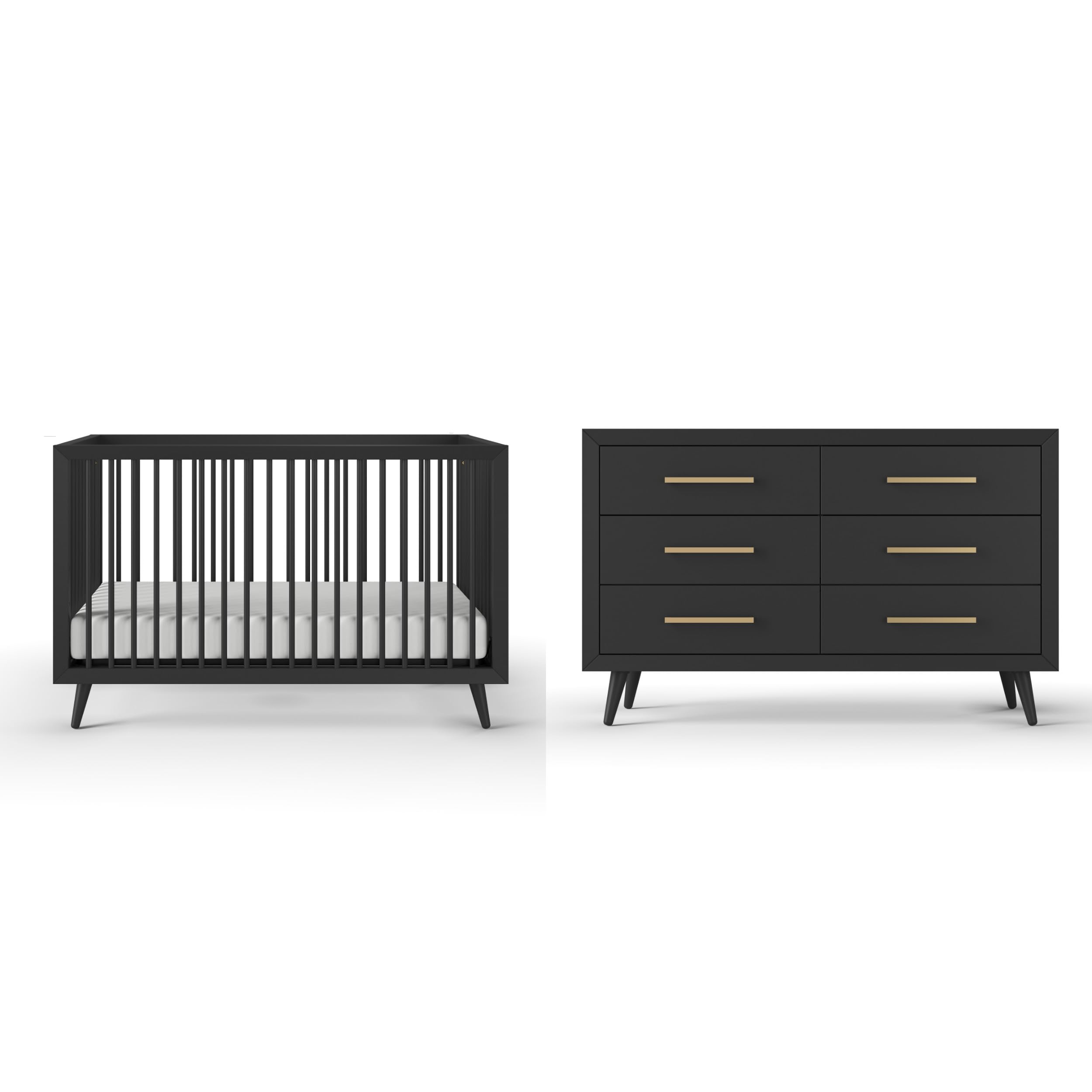 4-in-1 Convertible Crib and Double Dresser Nursery Set