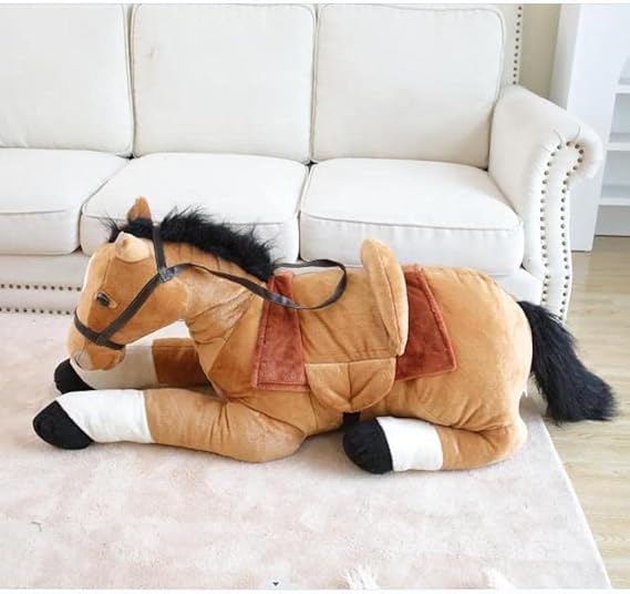 52Inches Big Horse Stuffed Animal, Cute Plush Soft Toy, Dark Brown