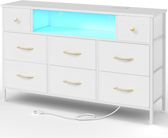 Dresser for Bedroom TV Stand for 55 Inch TV with Charging Station