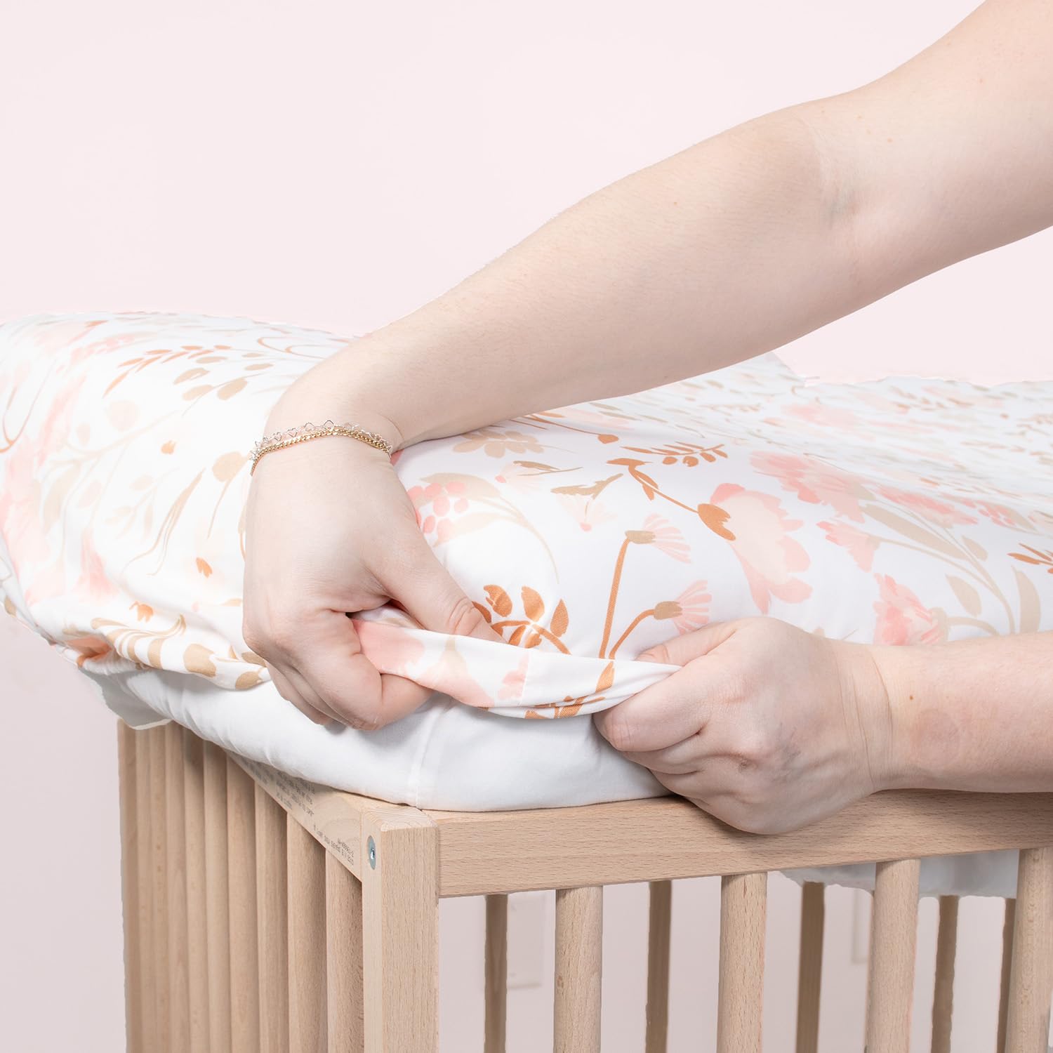 4-Pack Fitted Crib Sheets - Whimsical Floral Pink