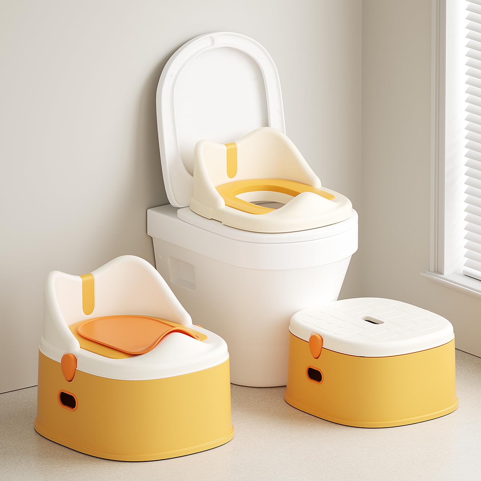 3-in-1 Toddler Potty Training Toilet for Boys and Girls with Soft Cushion Multi-use Baby Potty Chair for Toddlers 1-3 Training Potty Seat Toddler Toilet Baby Potty Training Seat with Step Stool