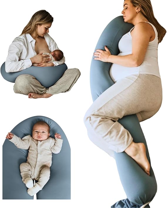 Pregnancy Pillow 5-in-1 【Cooling Cover, Adjustable Firmness】 Patented Lock Design