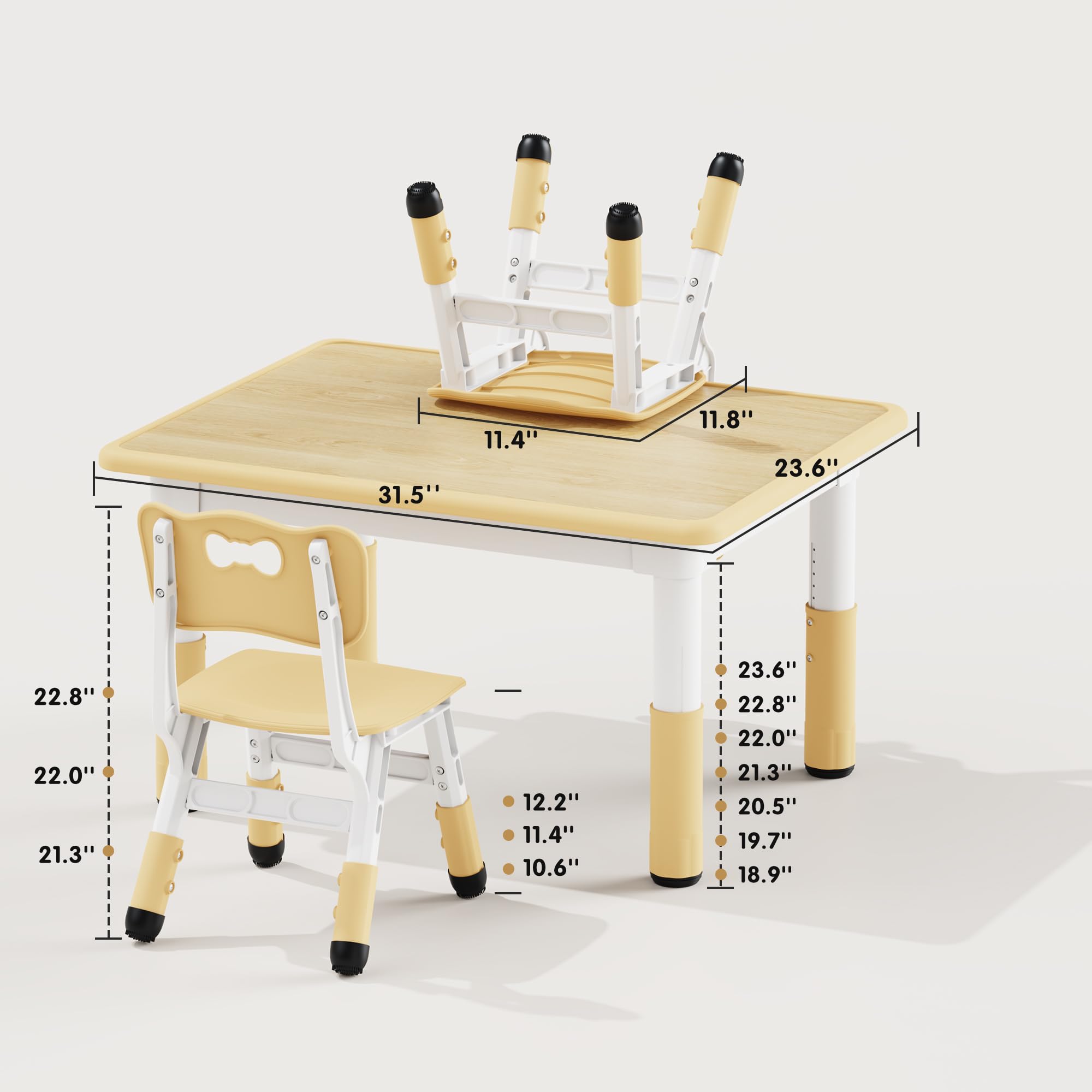 Height Adjustable Kids Table and Chairs Set