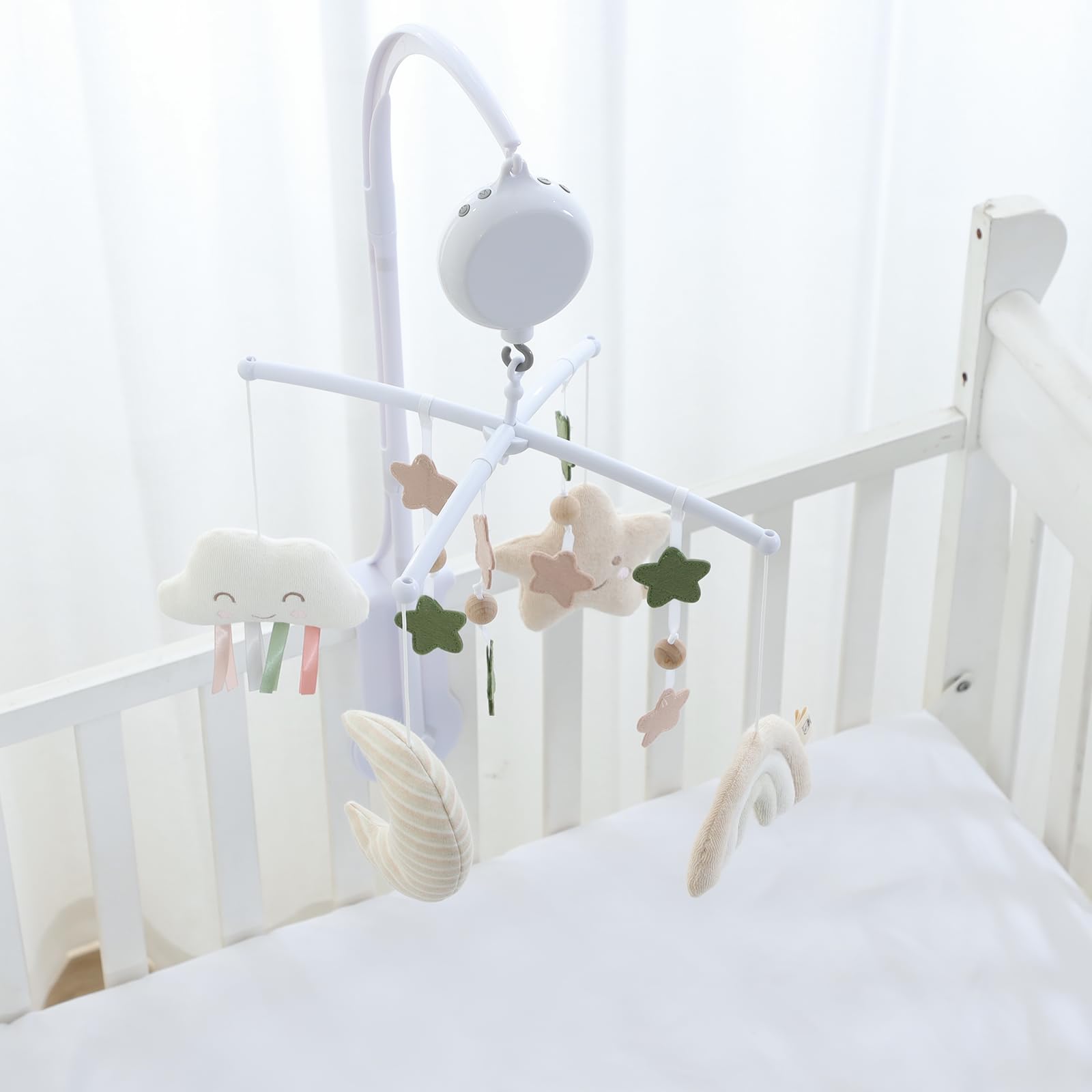 Crib Mobile 35 Lullaby Muisc, Organic Cotton Baby Mobiles for Cribs & Pack N Play