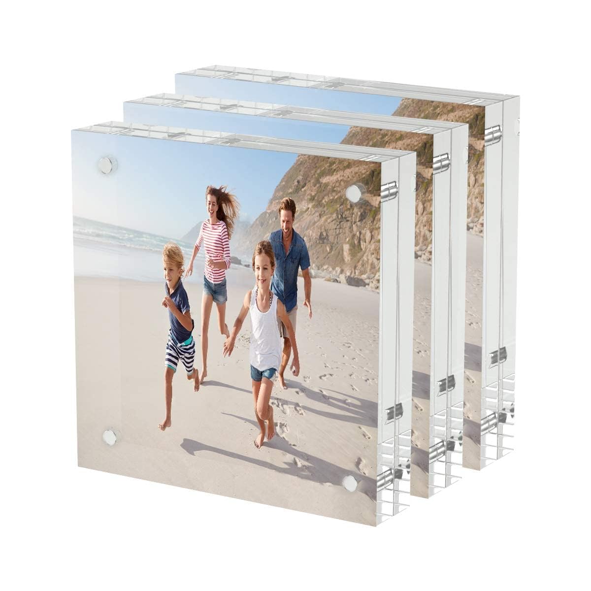 4x4 Acrylic Picture Frames 3 Pack, 20% Thicker Block