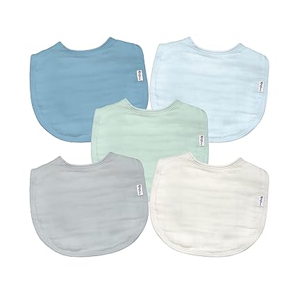 Absorbent Organic Cotton Muslin Bibs, 0-12mo Hypoallergenic