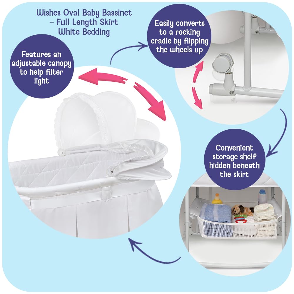 Rocking Baby Bassinet with Canopy and Storage