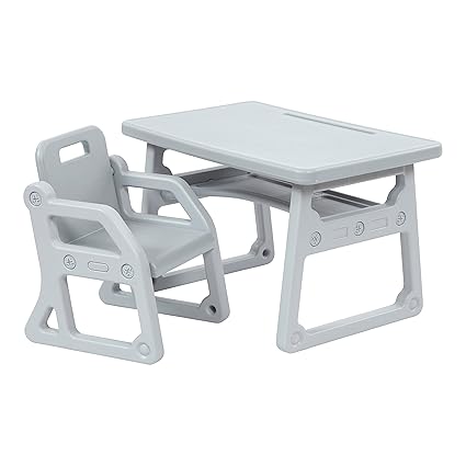 Toddler Plus Desk and Chair, Kids Furniture, Grassy Green/Light Grey
