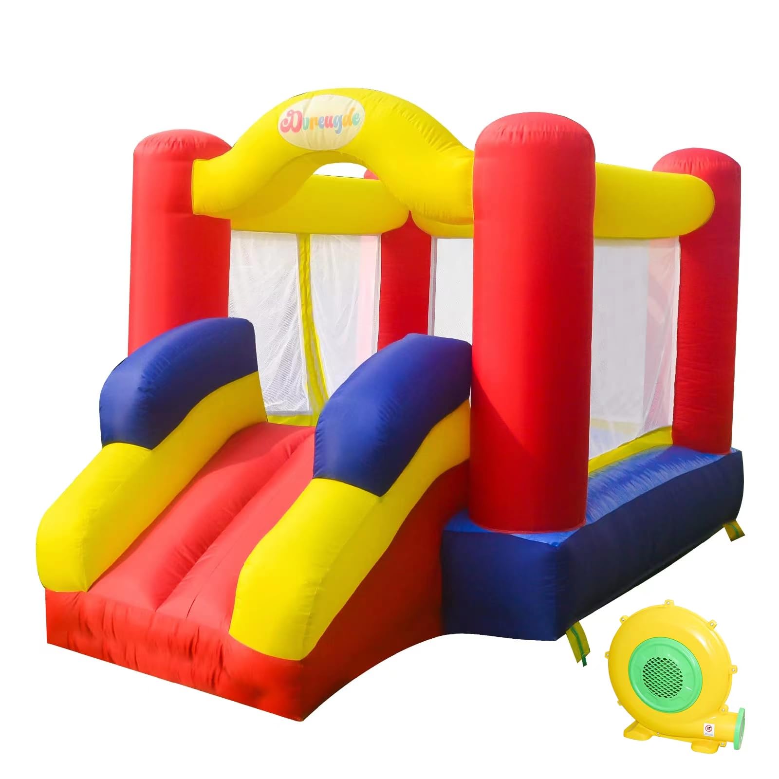 Outdoor Play Bounce House with Slide Inflatable Bouncer Backyard Playground Sets