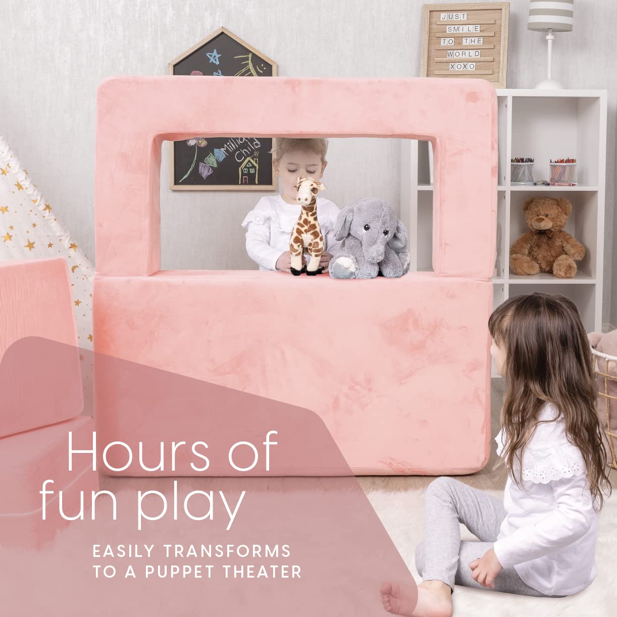 Modular Kids Sofa with Washable Cover and Bonus Pillow