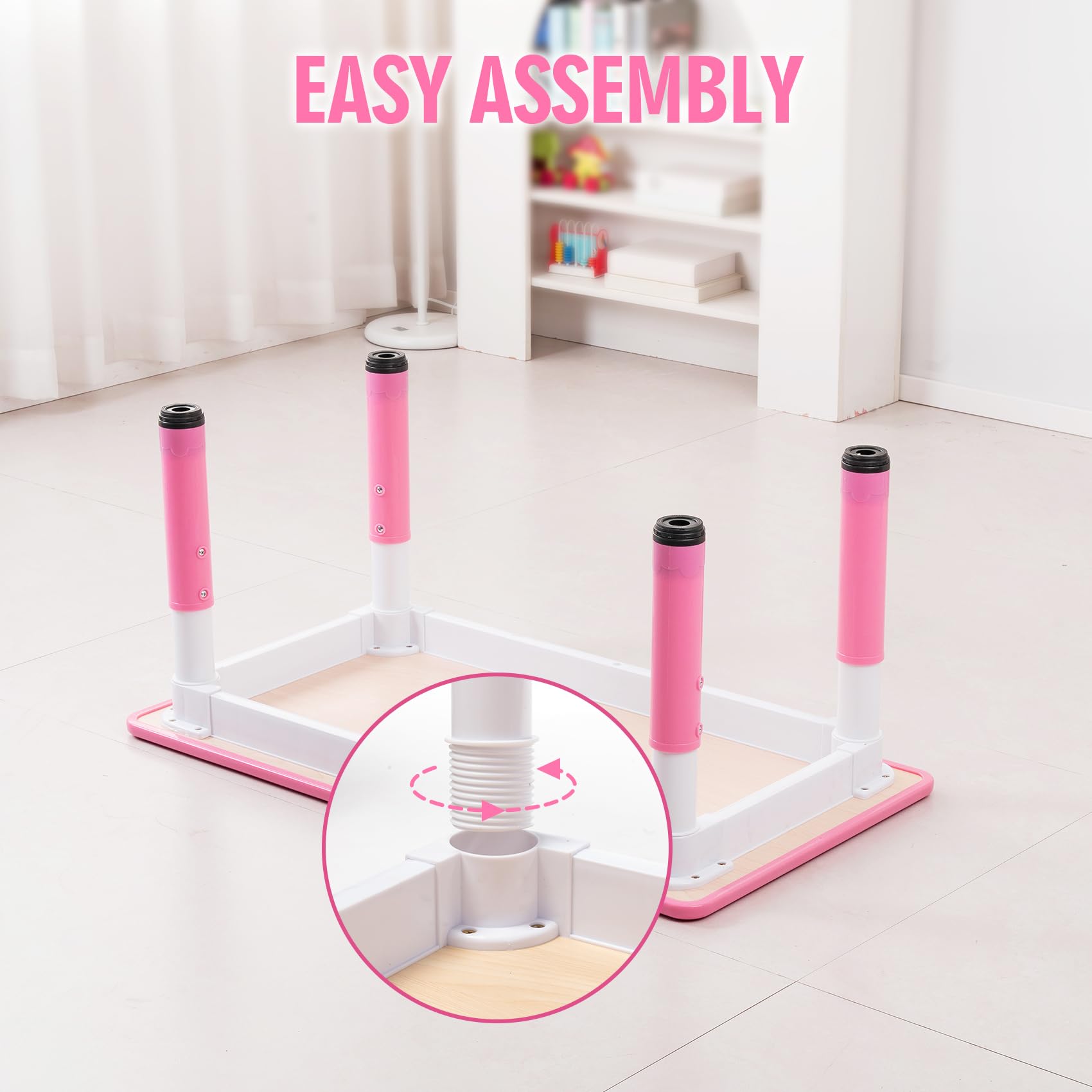 Height Adjustable Kids Table and Chairs Set with Graffiti Desktop