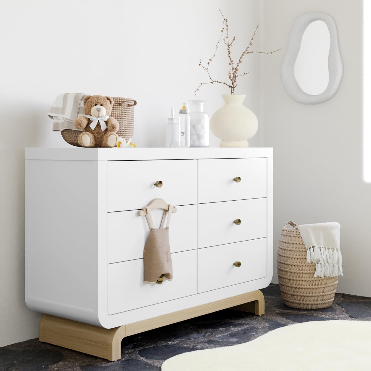 Santorini 6 Drawer Double Dresser (White with Driftwood)
