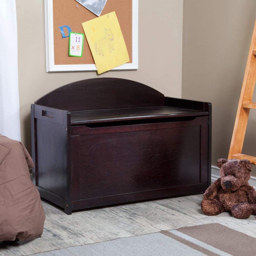 Wooden Toy Chest with Safety Hinge for Kids Bedroom