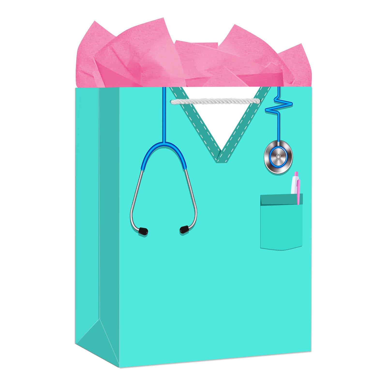 Nurse Graduation Gifts Bag - 13" Large Nurse Gift Bags with Tissue Paper and Handle