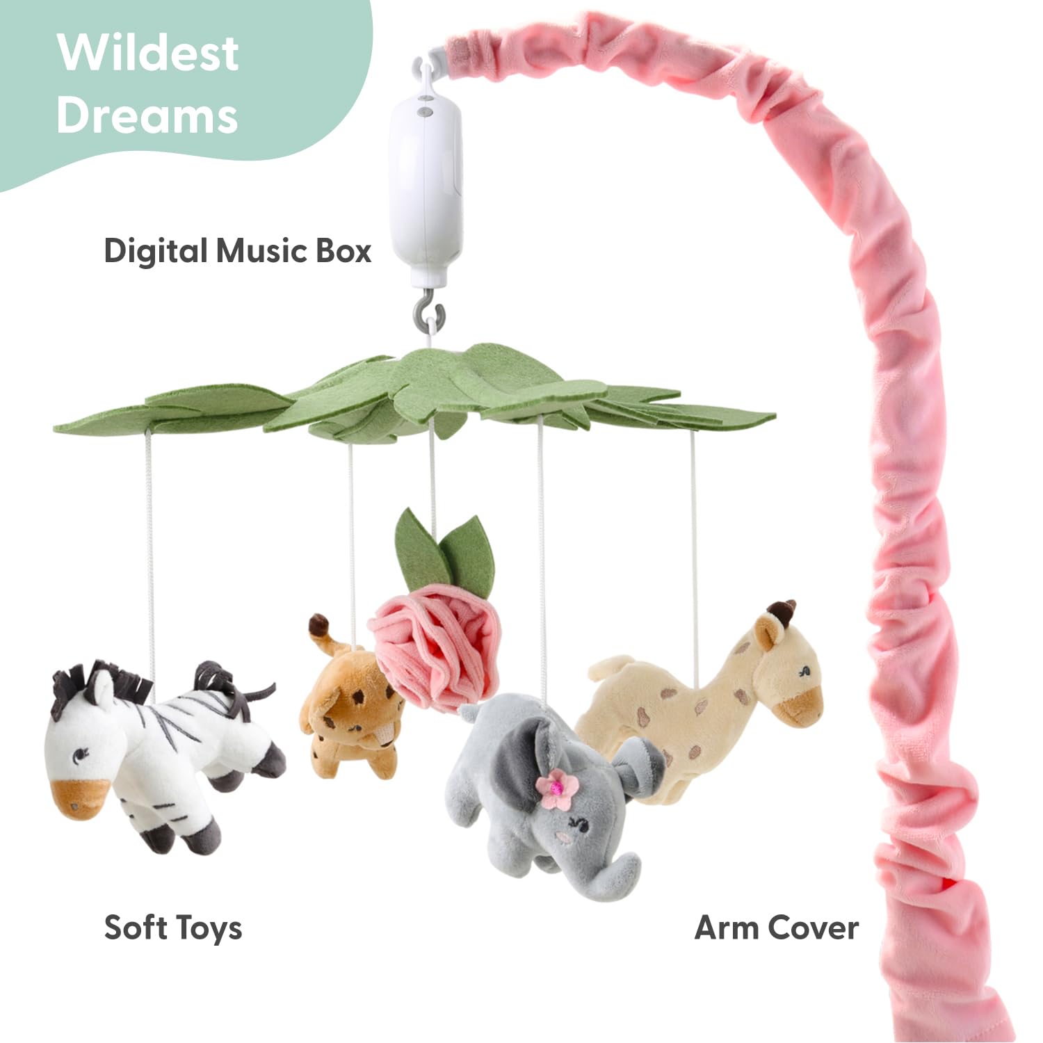 Musical Crib Mobile with Safari Animals