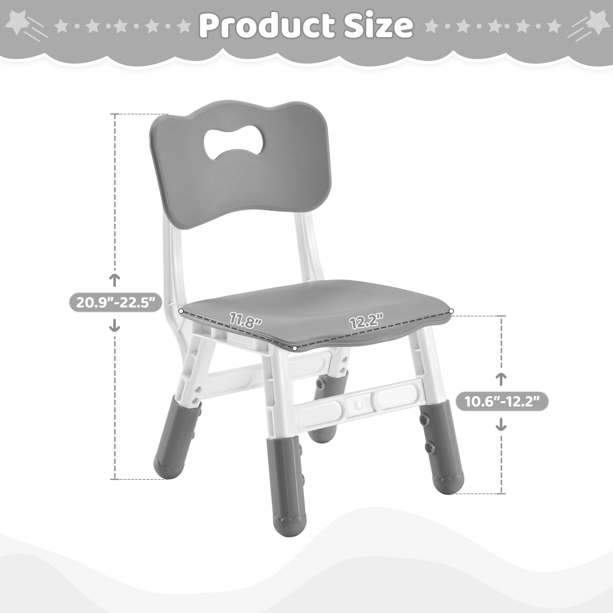 Adjustable Toddler Chairs Set - 3 Height Levels for Ages 2-8