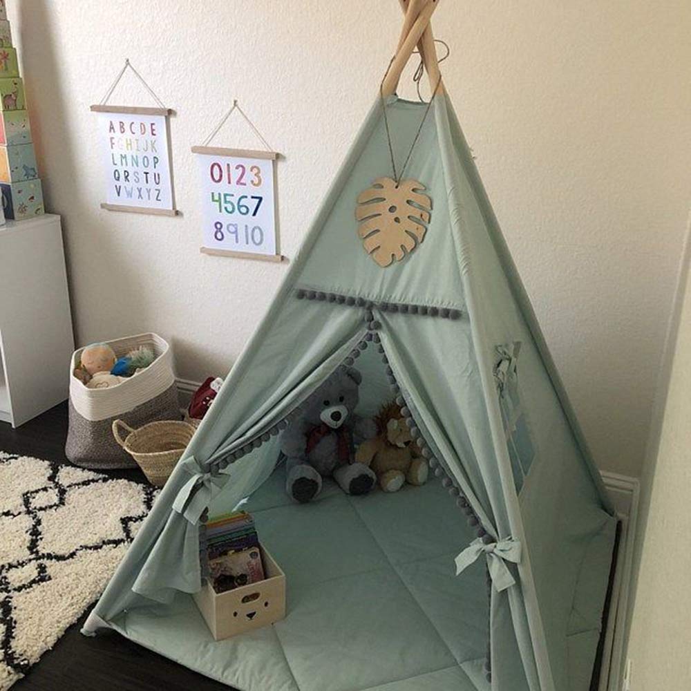 Kids Teepee Tent with Pom Pom Indoor Play House