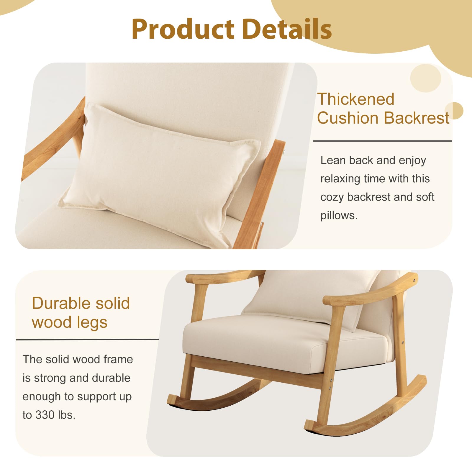 Nursery Rocking Chair with Lumbar Support