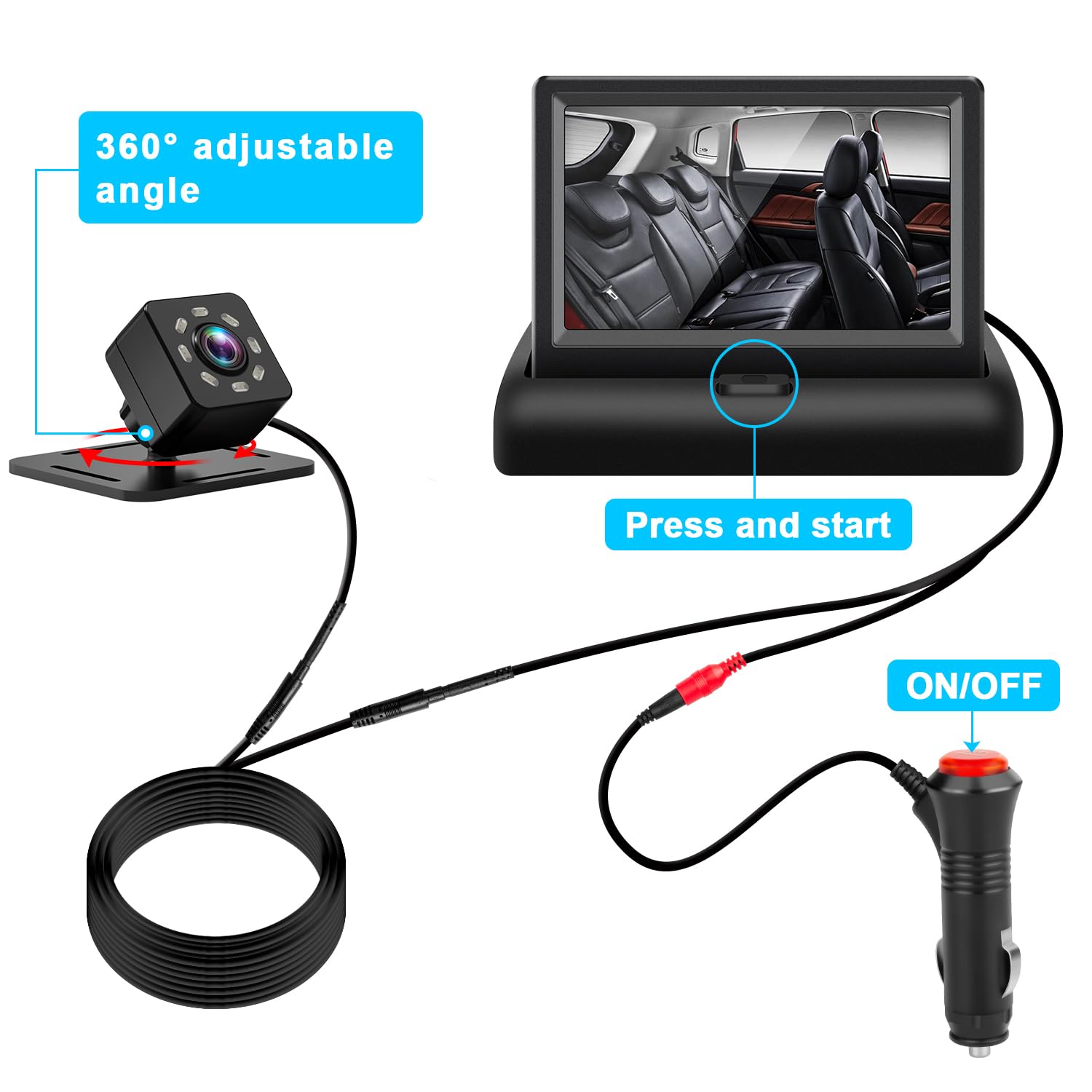 Baby Car Mirror with 4.3'' HD Night Vision Function Display