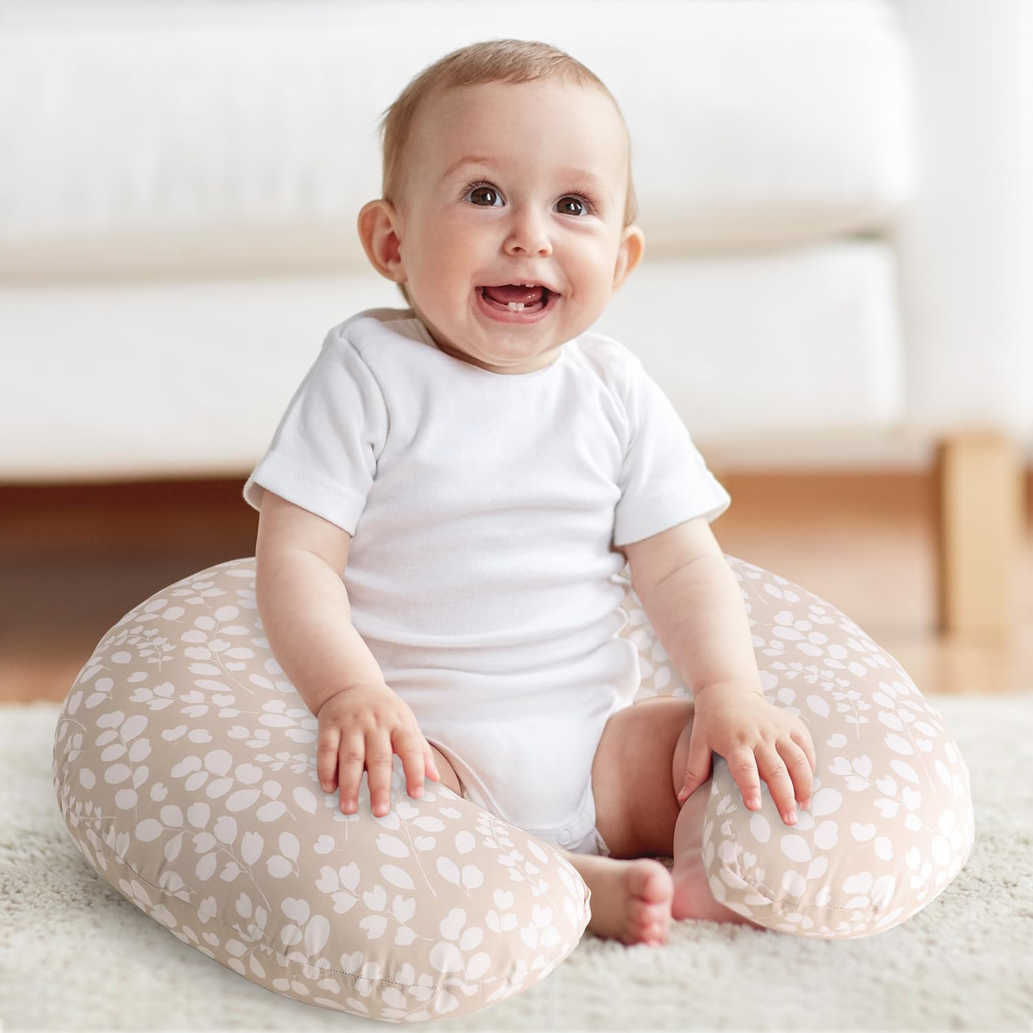 The Peanutshell Nursing Pillow & Cover - Soft Newborn Nursing Baby Girortive