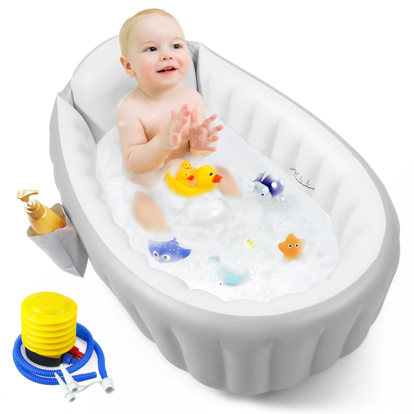 Baby Bathtub Toddler Tub for Shower, Collapsible Portable Bathtub for Kids