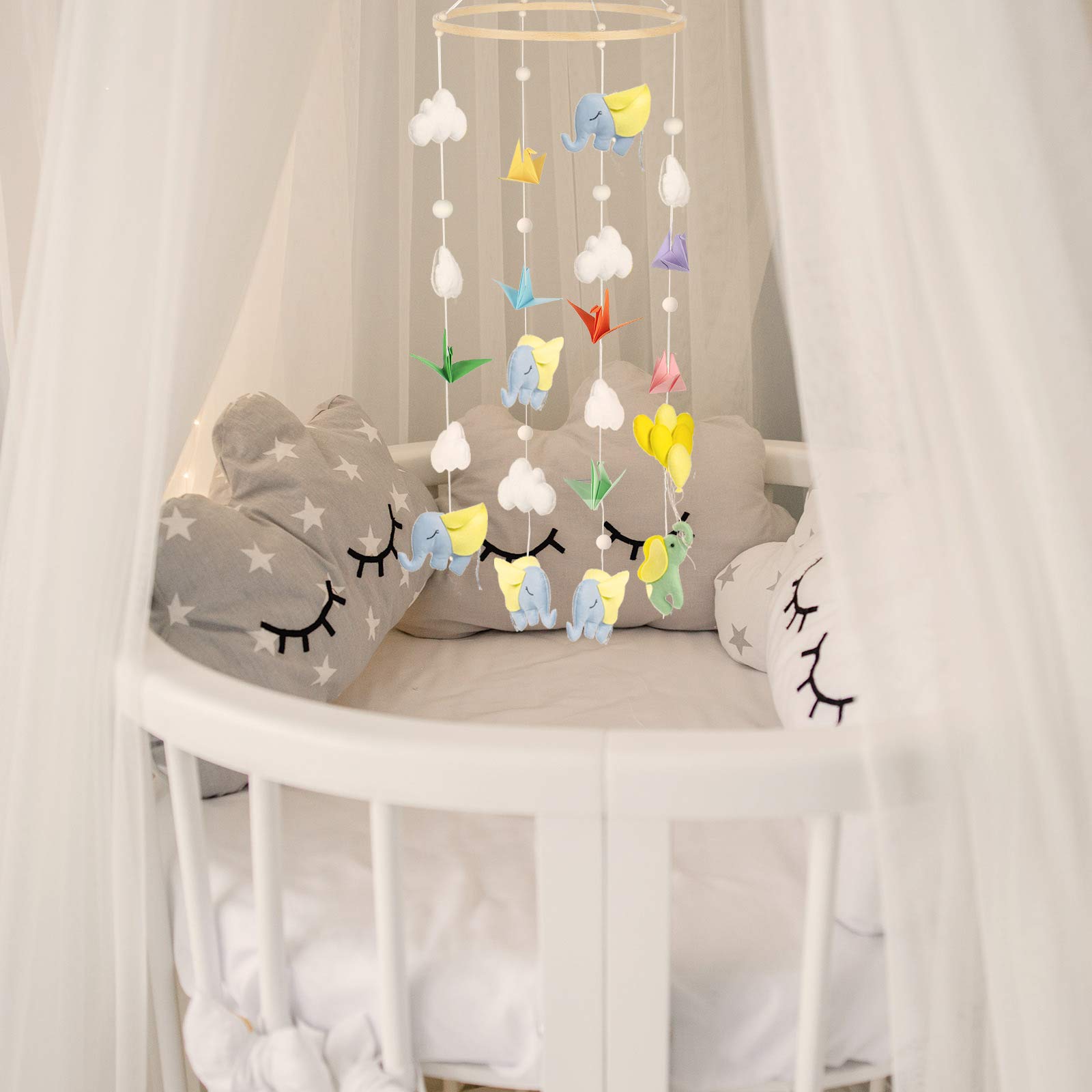 Baby Mobile DIY Kit - Nursery Wooden Frame Mobile Crib Bed Bell Ceiling Wind