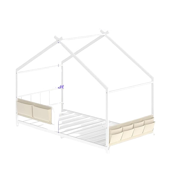 House Shape Twin Size Montessori House Bed Metal Floor Bed