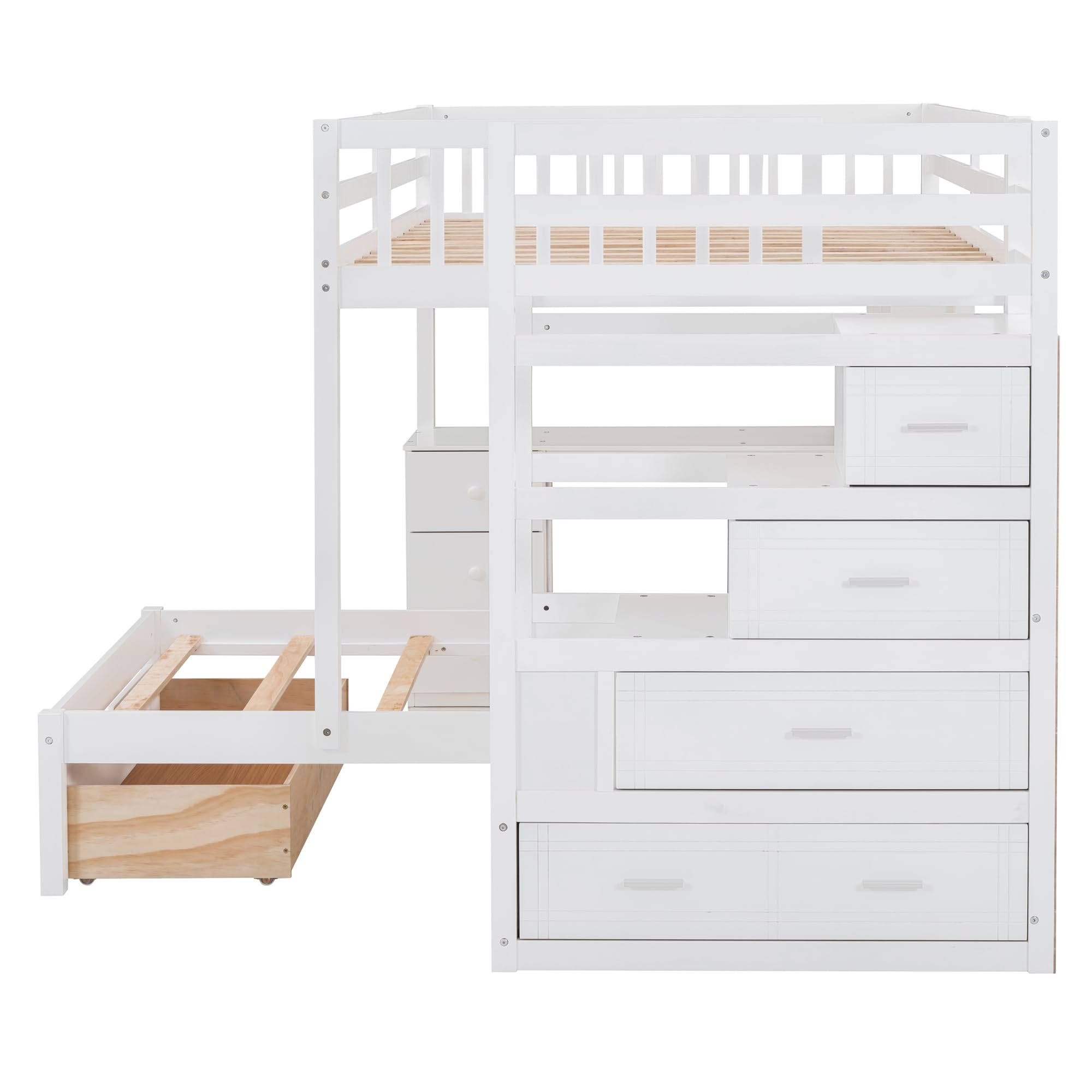Full Over Twin Bunk Bed with Desk and Storage