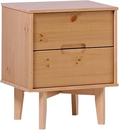 Furniture AZR2DSLNSWH Solid Wood 2-Drawer Groove Handle