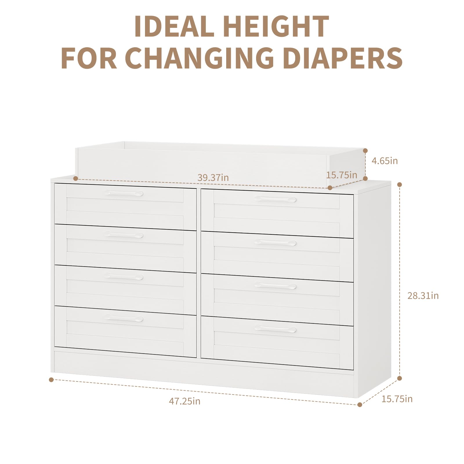8-Drawer Nursery Changing Table Dresser with Shelves