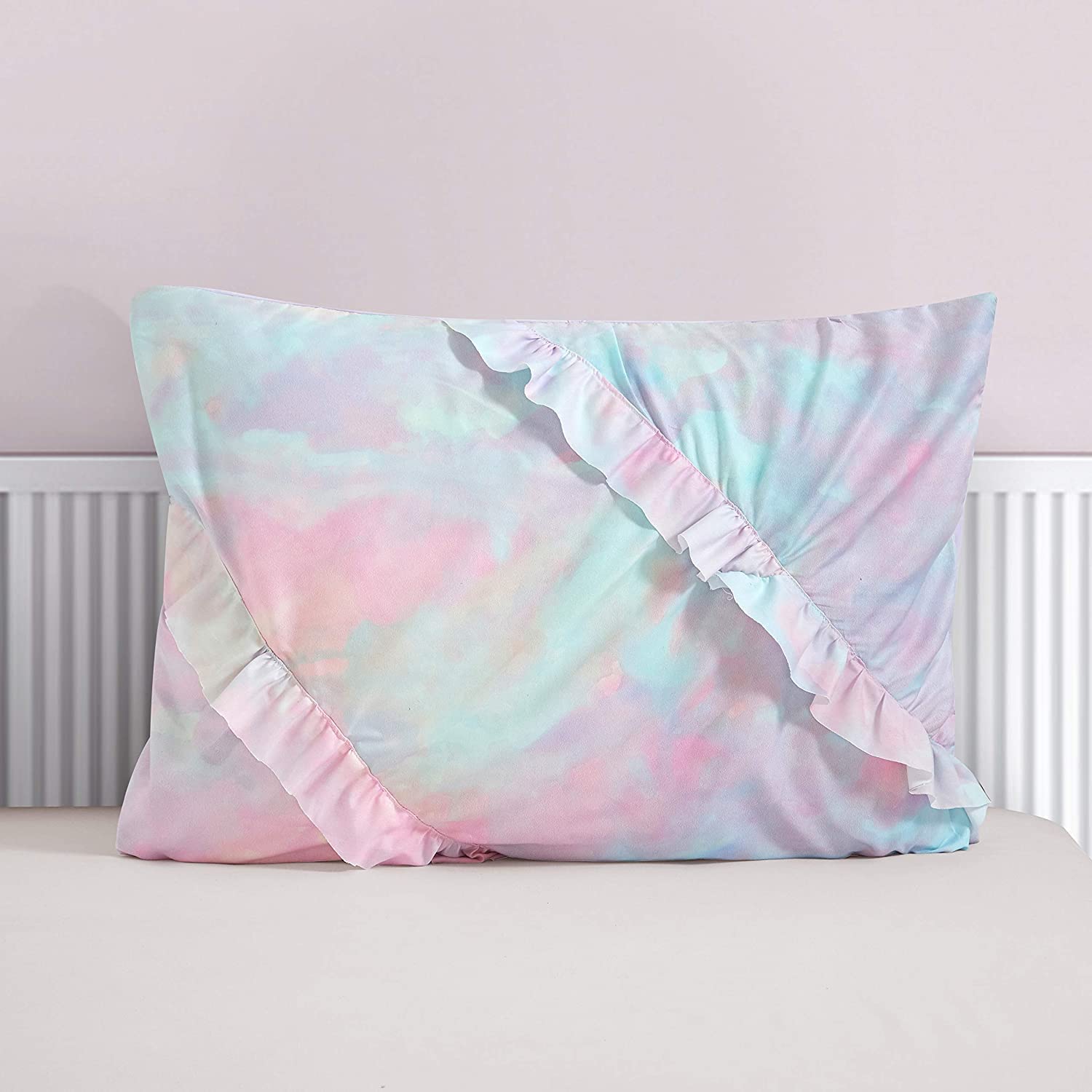 Toddler Emelie Tie Dye 4 Piece Ruffle Bed in a Bag Set,52"x48", Twin