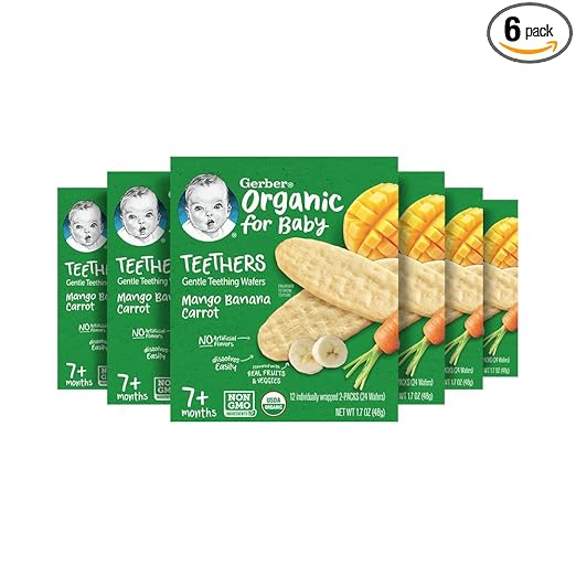 Snacks for Baby Teethers, Organic Gentle Teething Wafers, Mango Banana Carrot