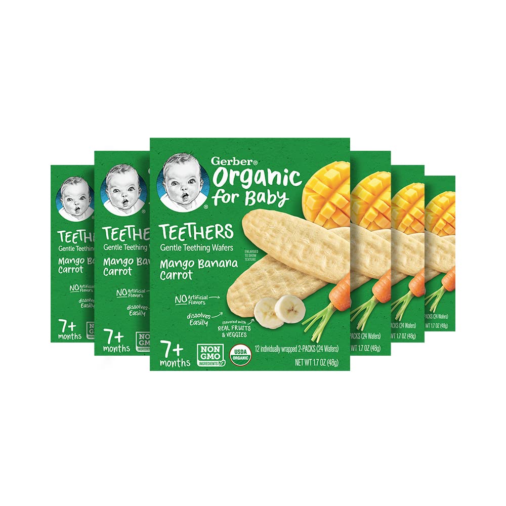 Snacks for Baby Teethers, Organic Gentle Teething Wafers, Mango Banana Carrot