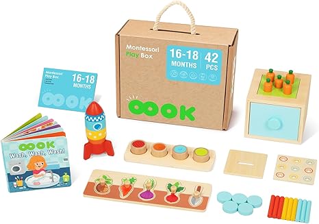 Montessori Toys 0-6 Months, Montessori Toy Set, 7 in 1 Newborn Baby Toys