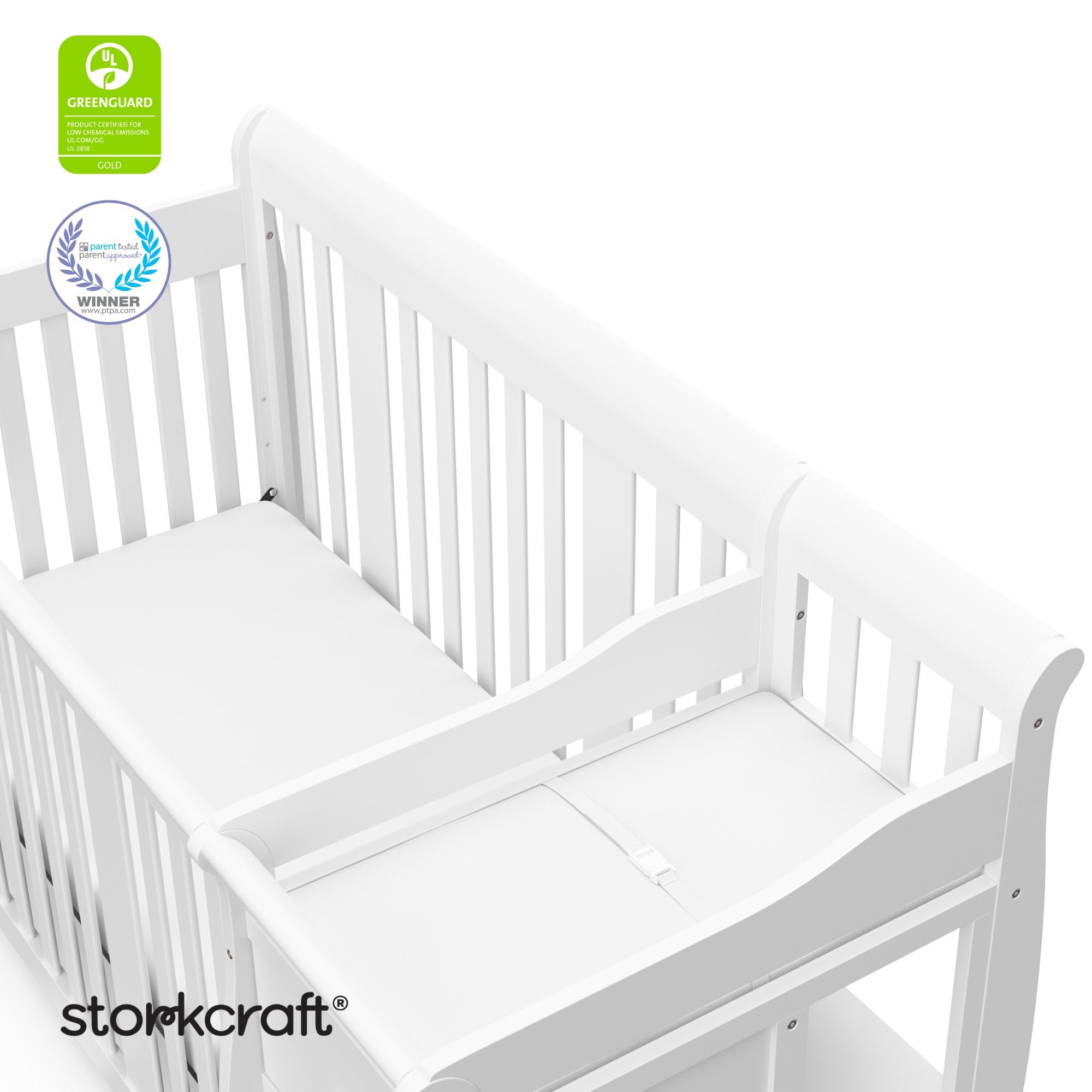 All-in-One Convertible Crib & Changer (White) – GREENGUARD Gold Certified