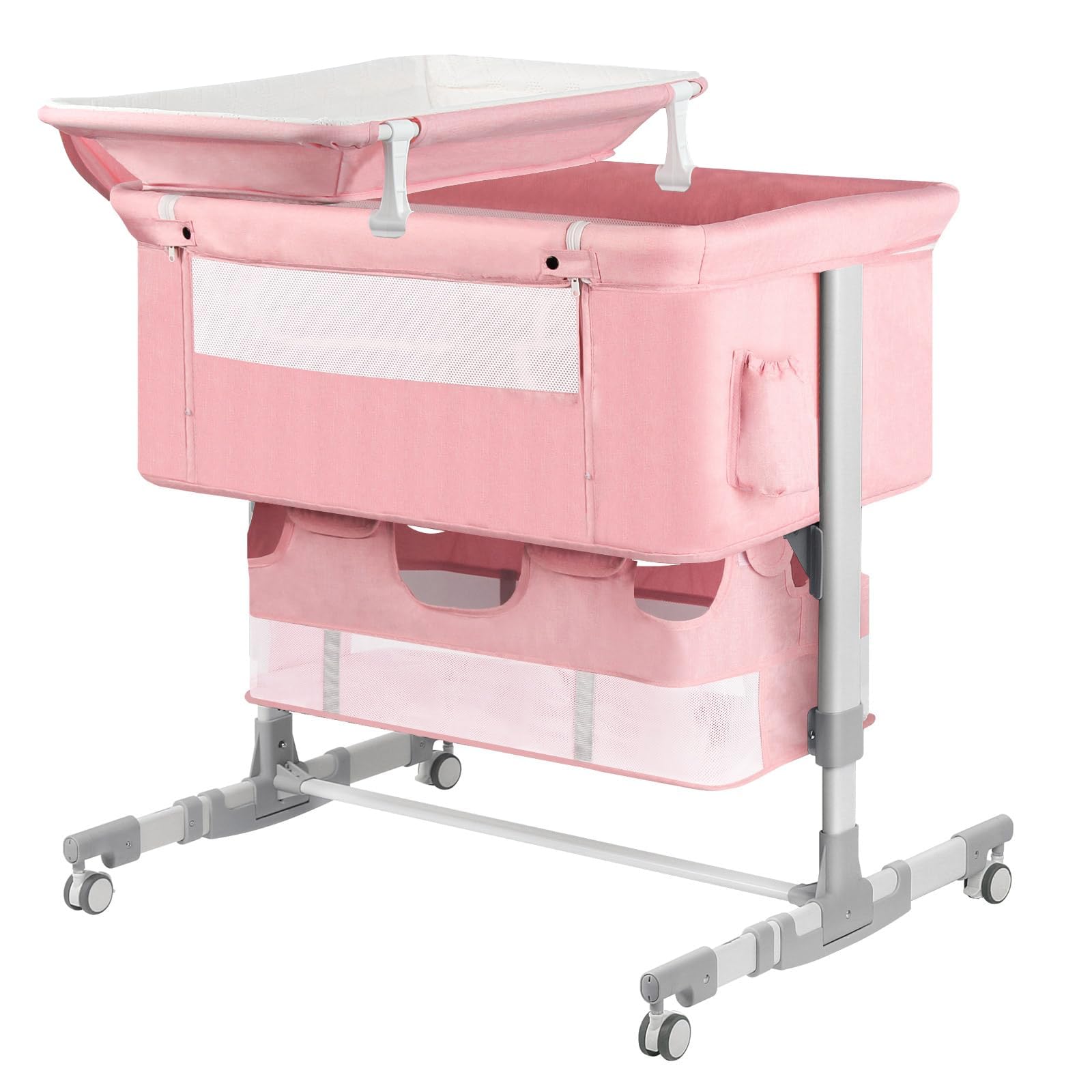 Baby Bassinet Bedside Sleeper with Diaper Changing Station + Mosquito Net