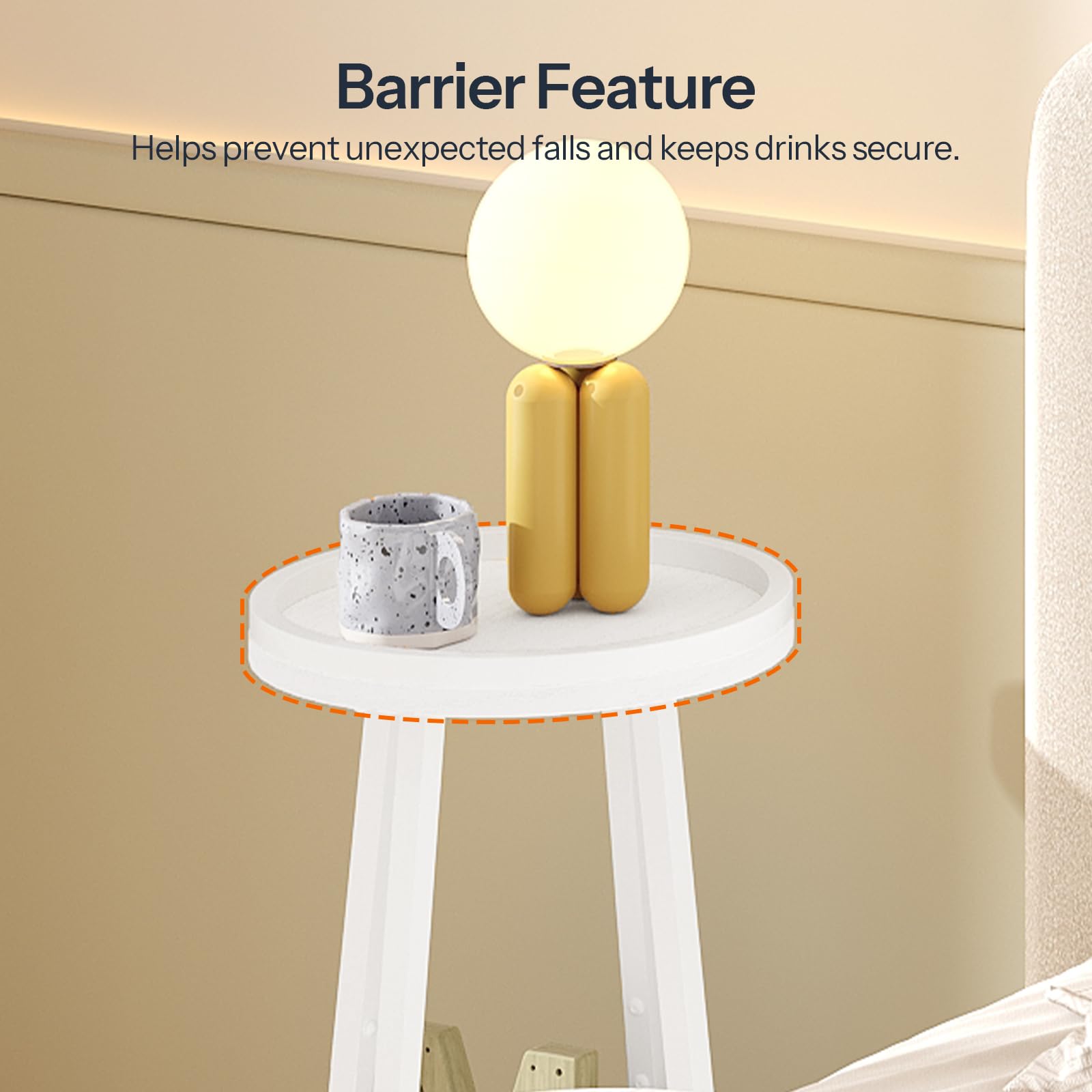 2-Tier Round Side Table with Storage Basket