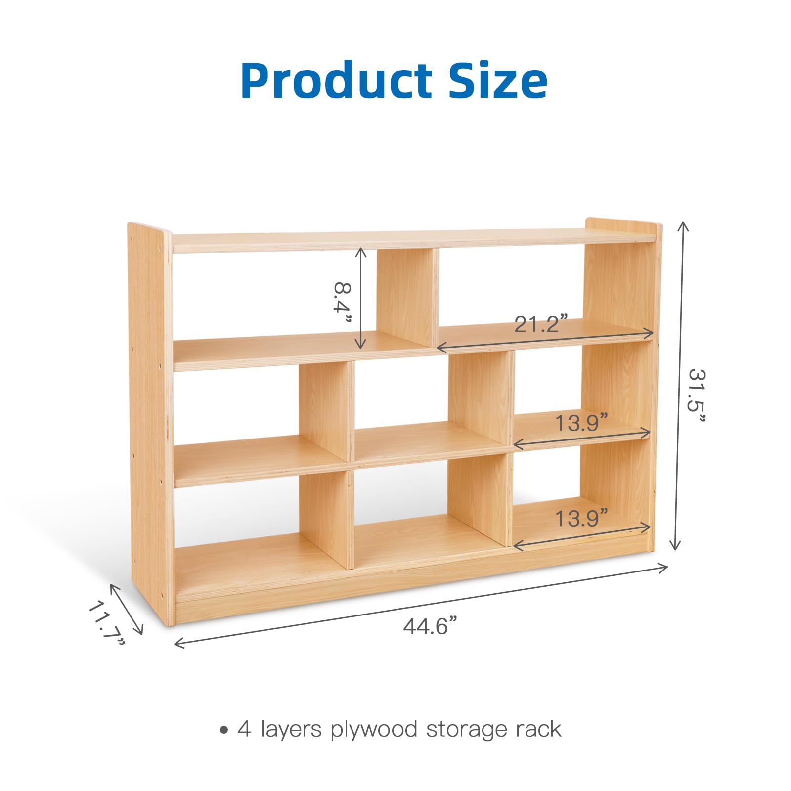 Montessori Toy Storage Shelf 3-Tier Organizer with 8 Cubby Compartments