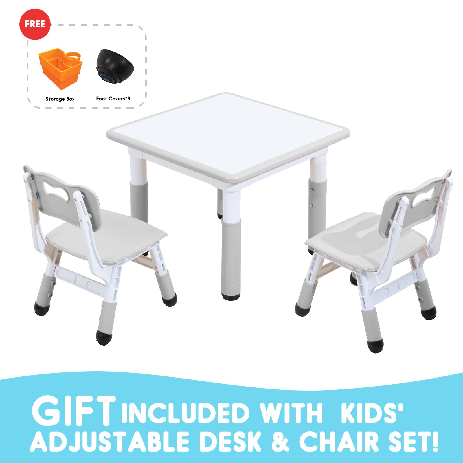 Kids Table and Chair Set with Adjustable Height