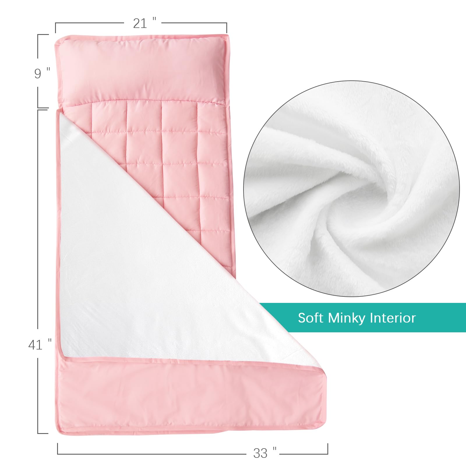 Toddler Nap Mat with Fleece Blanket, Extra Large Kids Sleeping Bag