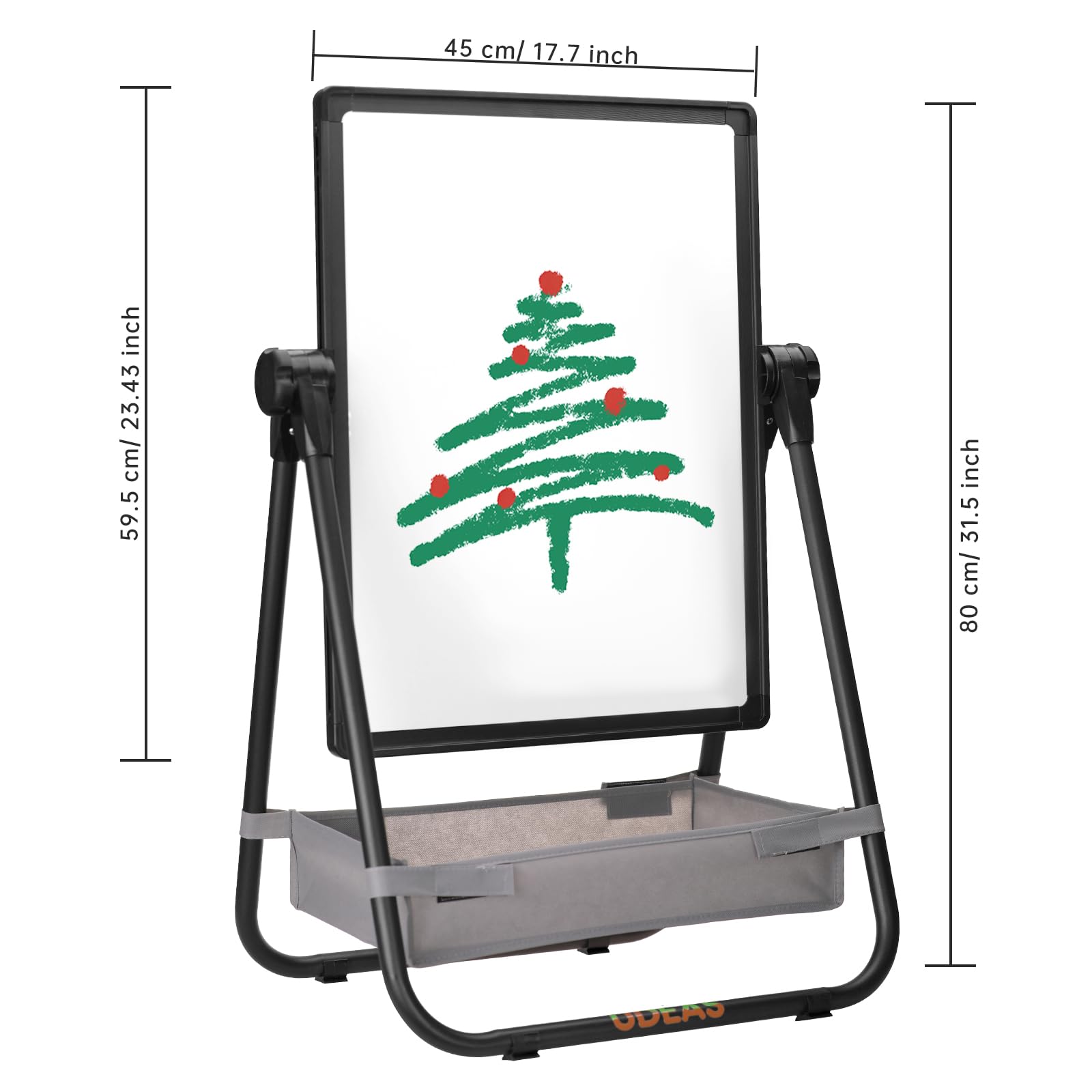 UDEAS Easel for Kids, Adjustable Standing Toddler Easel Magnetic Whiteboard & Chalkboard with 27inch-44inch Height, Double Sided 360°Rotating Kids Art Easel for Toddlers for Boys and Girls 3+