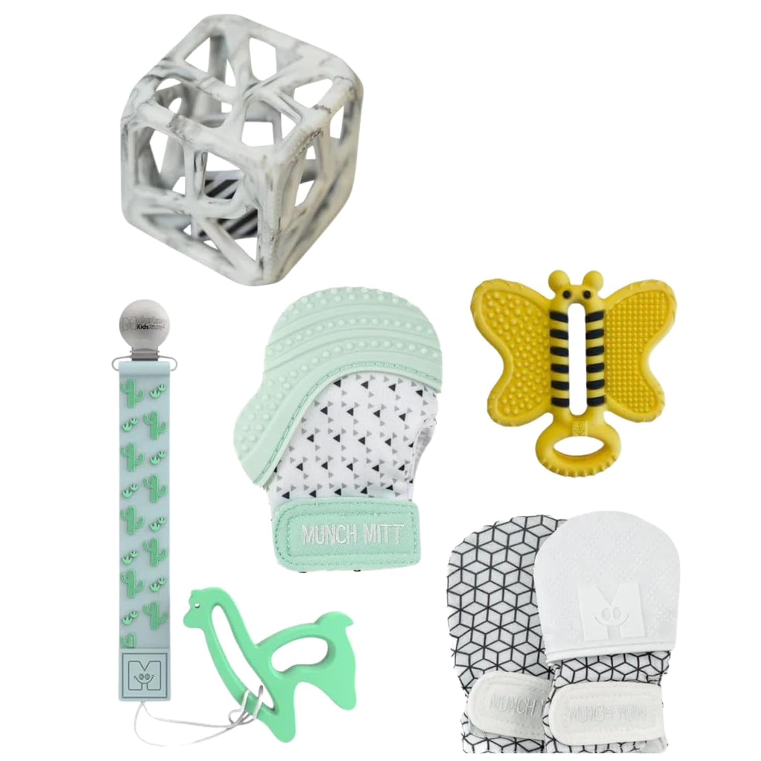 5-Pack Gift Set - Featuring Munch Mini, Munch Mitt, Baby Chew Cube, Teether Tether