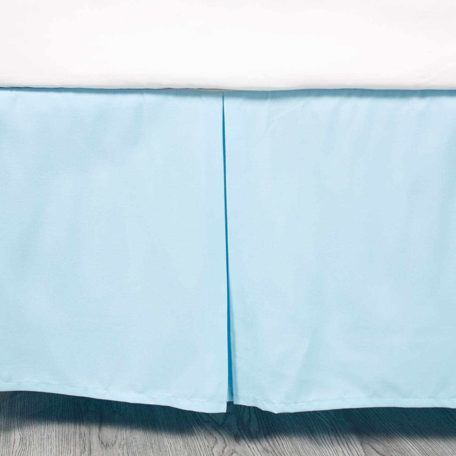 Blue Pleated Crib Skirt with Split Corners