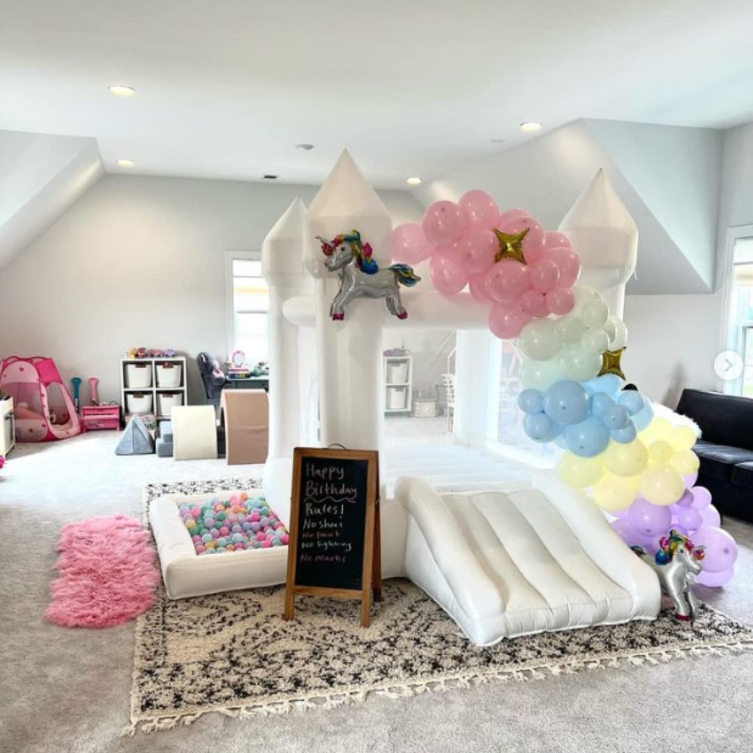 White Inflatable Bounce House with Blower for Kids
