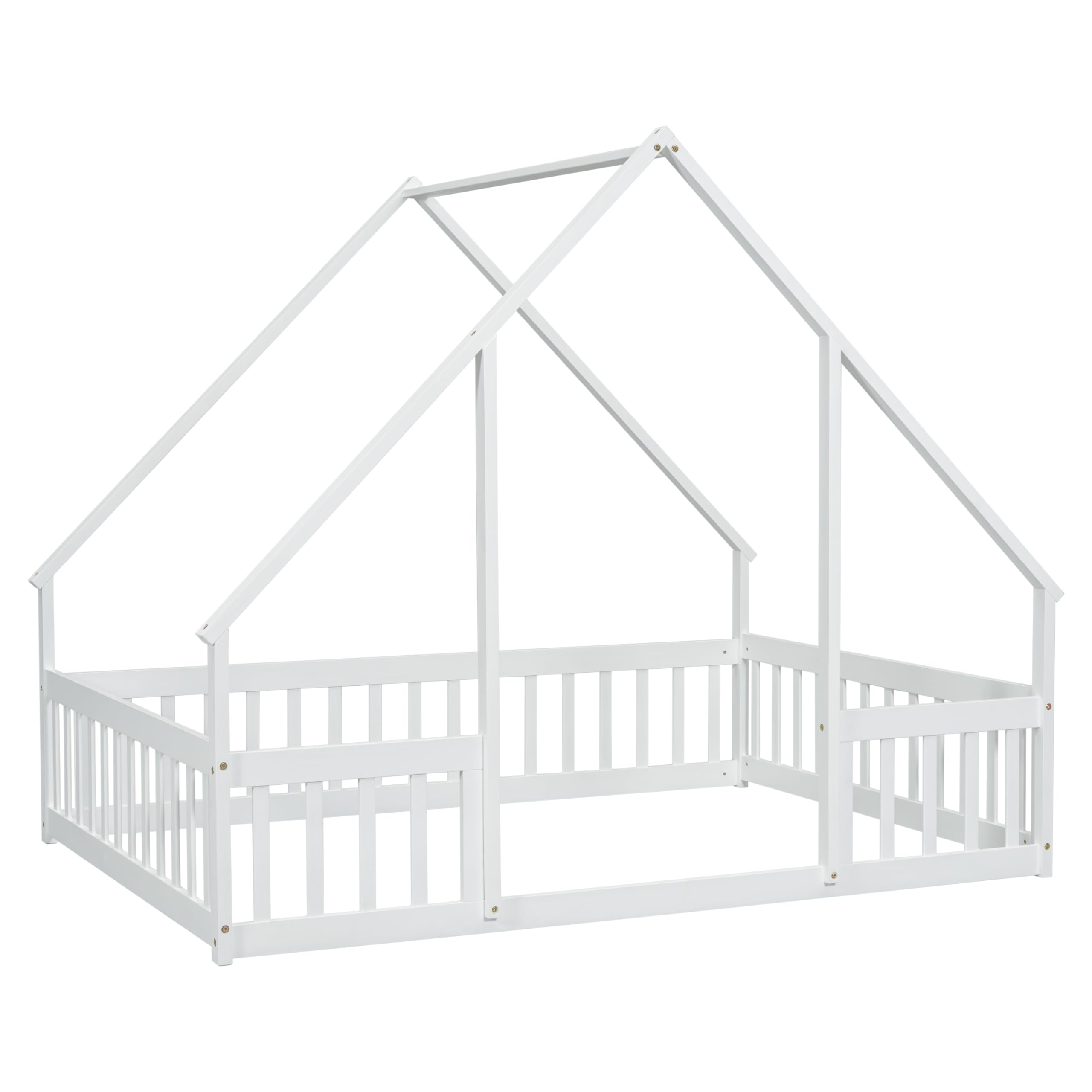 Full Size Montessori Floor Bed with Fence