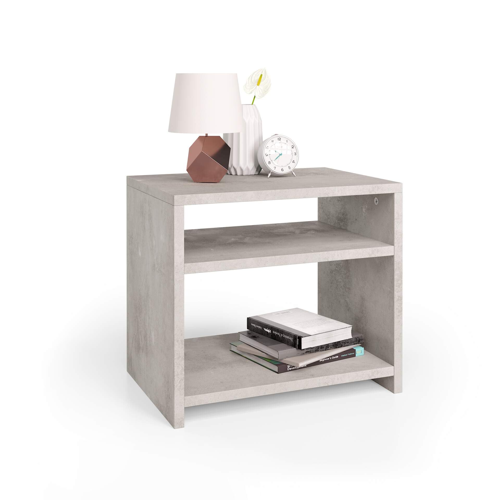 Martino Nightstand, Concrete Effect, Grey, 17.7" x 13" x 15.7 "