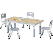 Table and 4 Chairs Set, Height Adjustable Toddler Desk and Chair Set, Graffiti